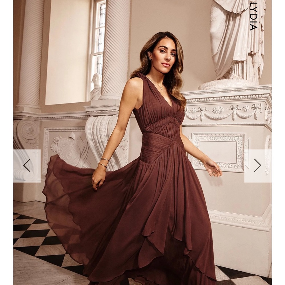 Karen Millen Lydia Millen Crinkle Satin Chiffon Woven Maxi Dress